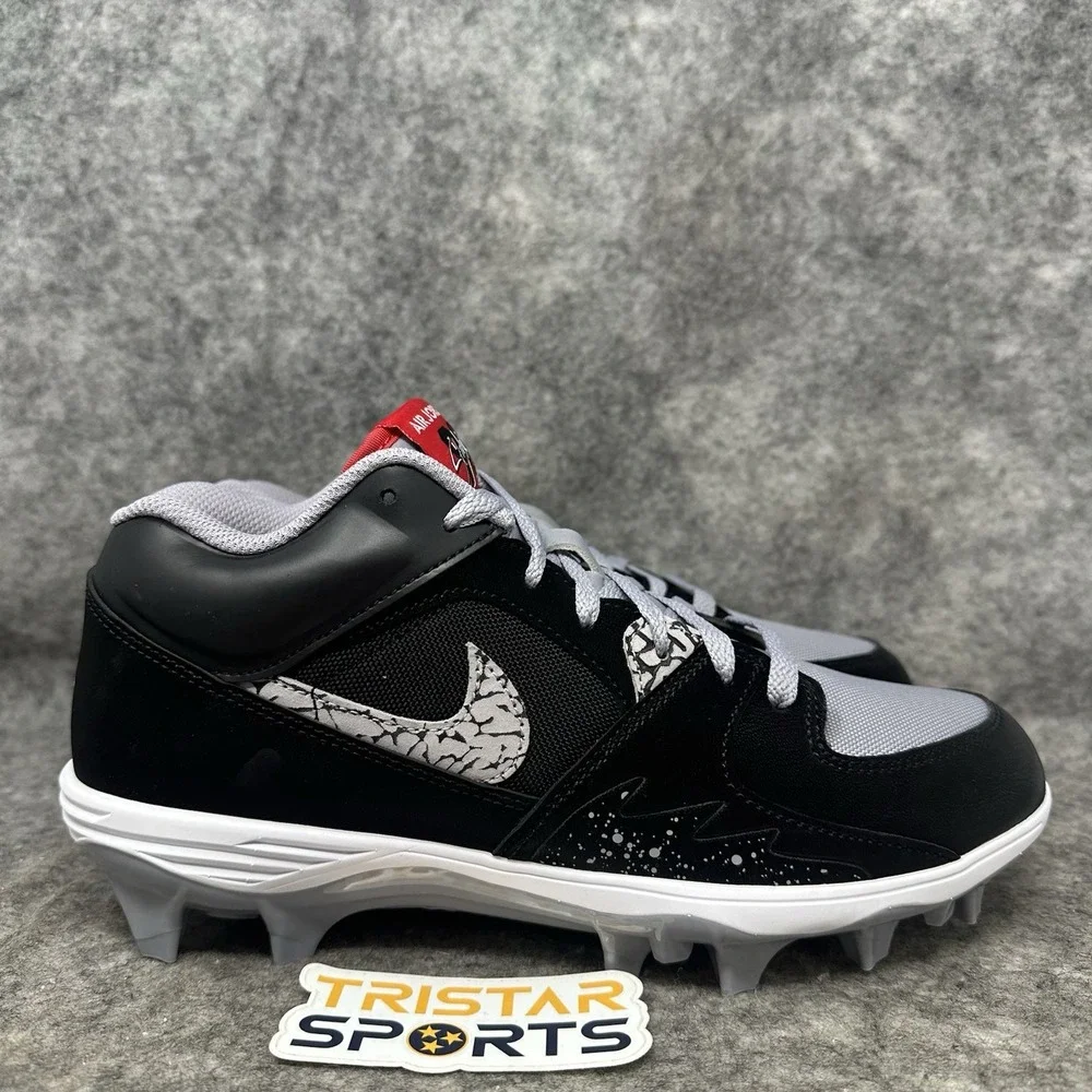 Air Jordan Stadium 90 Football Cleats Mens Size 9 Black Cement Red HQ0210-060